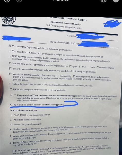 For those of you who have gone through the same how long did it take you to hear back from USCIS. . A decision cannot be made on citizenship interview 2021 reddit